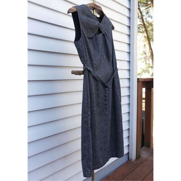August 1 Eight Chic Grey Linen Blend Belted Dress - Picture 5 of 8